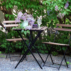 Set Tavolino e 2 Sedie Pieghevoli da Giardino Bistrot Nero
