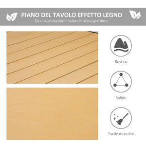 Tavolo da Giardino 190x90x74 cm in Alluminio e Plastica Nero