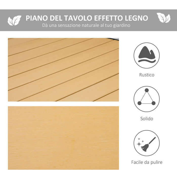 Tavolo da Giardino 190x90x74 cm in Alluminio e Plastica Nero