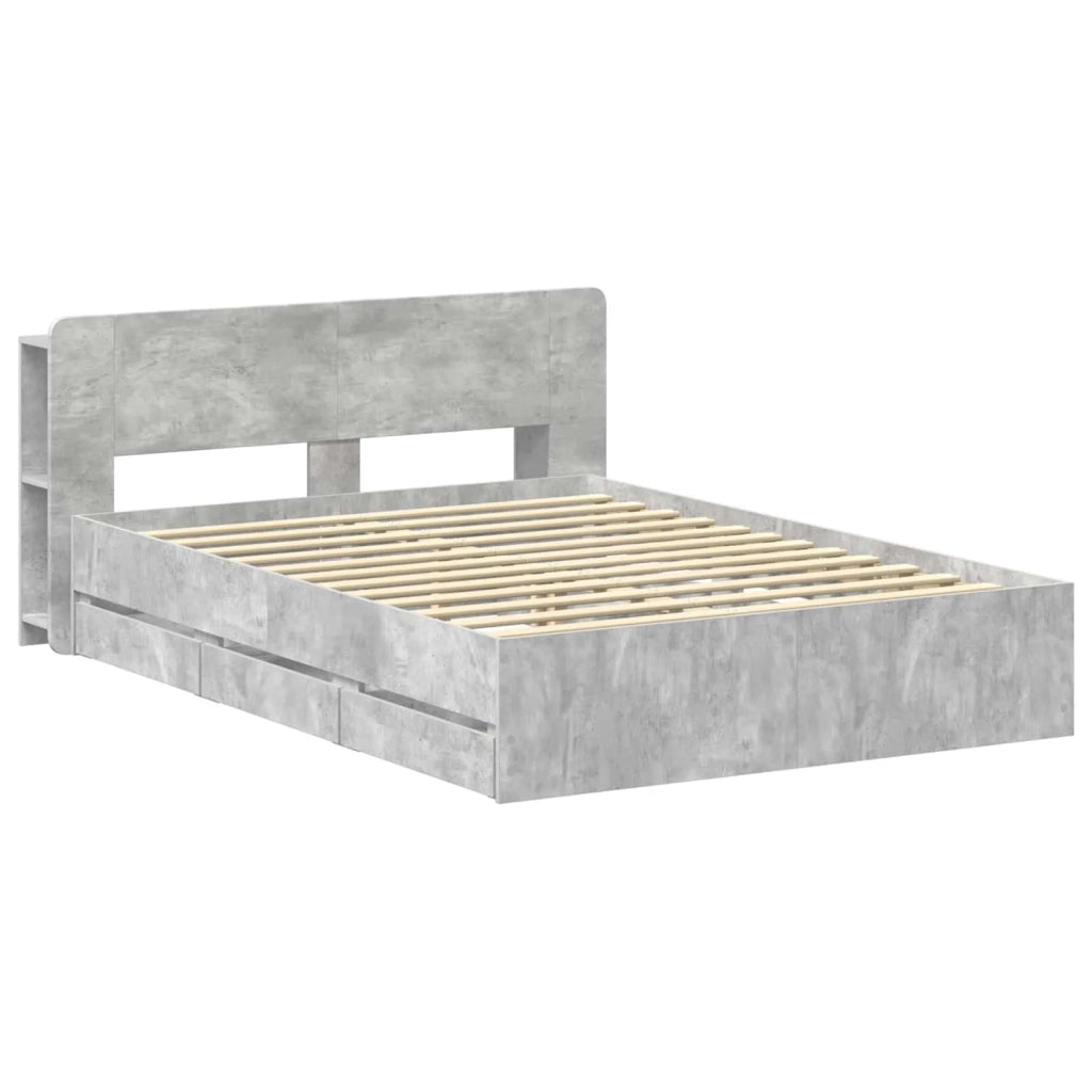 Struttura del letto con stoccaggio e testata Grigio Cemento 3433968