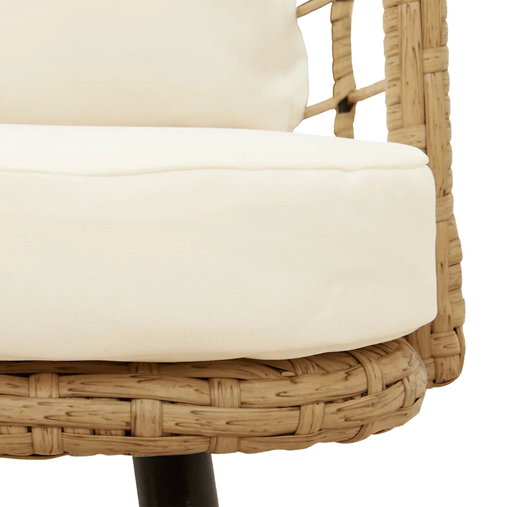 Sedie da Giardino 2 pz | Sedie da Esterno con Cuscini Naturale in Polyrattan