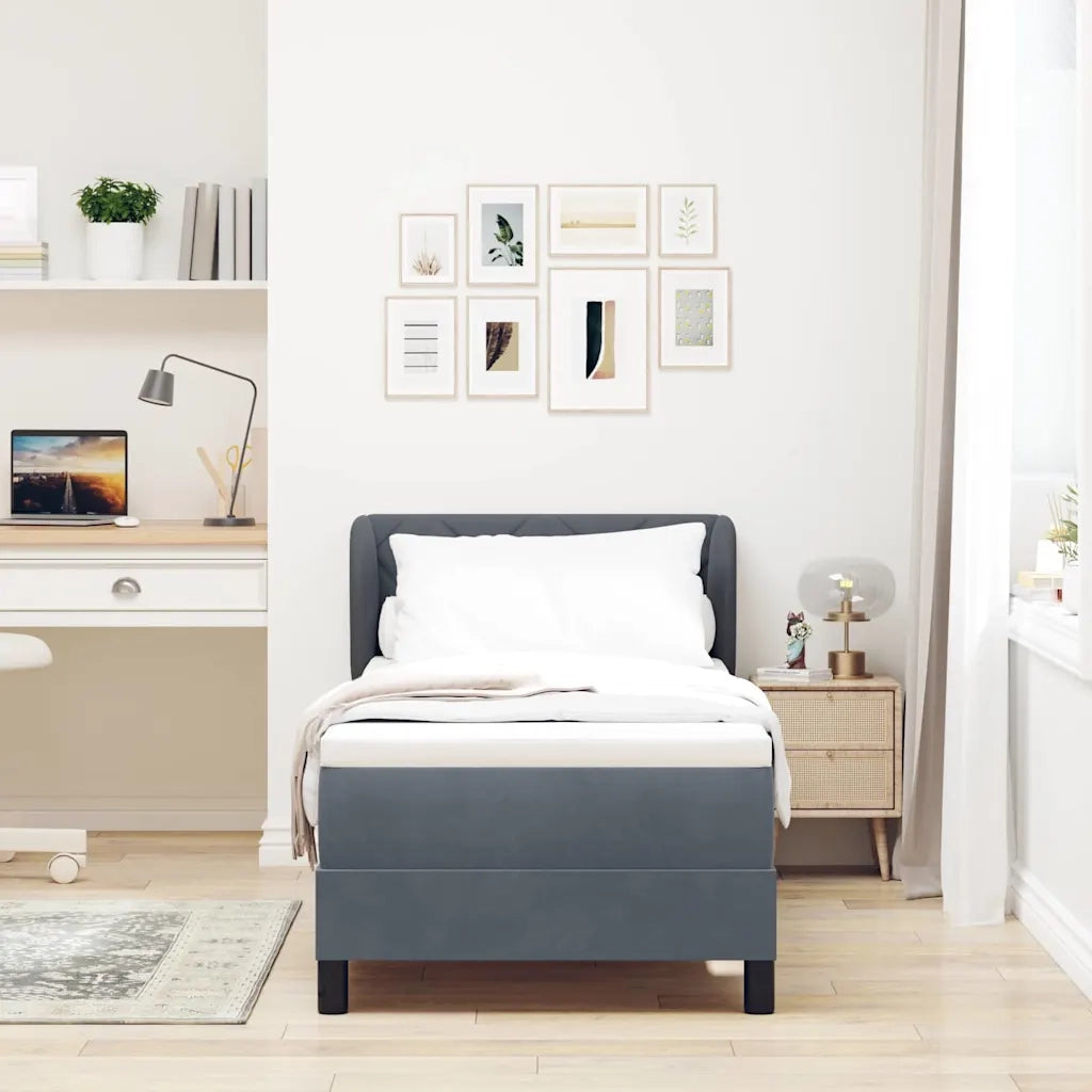 Letto a molle con testiera Grigio scuro 80 x 200 cm Velluto 3340413