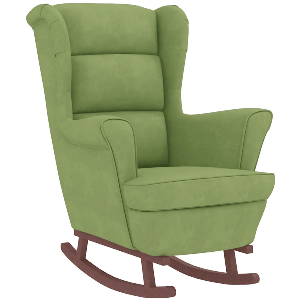 Sedia a dondolo con schienale alto in velluto verde chiaro 3121233