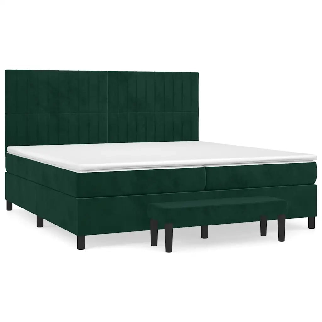 Giroletto a Molle con Materasso Verde Scuro 200x200 cm Velluto