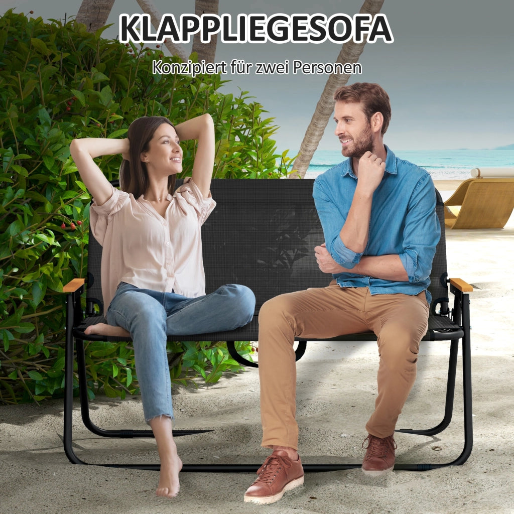 Sedia pieghevole con braccioli in legno e plastica ¨C Zephmum ¨C Nero Naturale 108x65x73cm