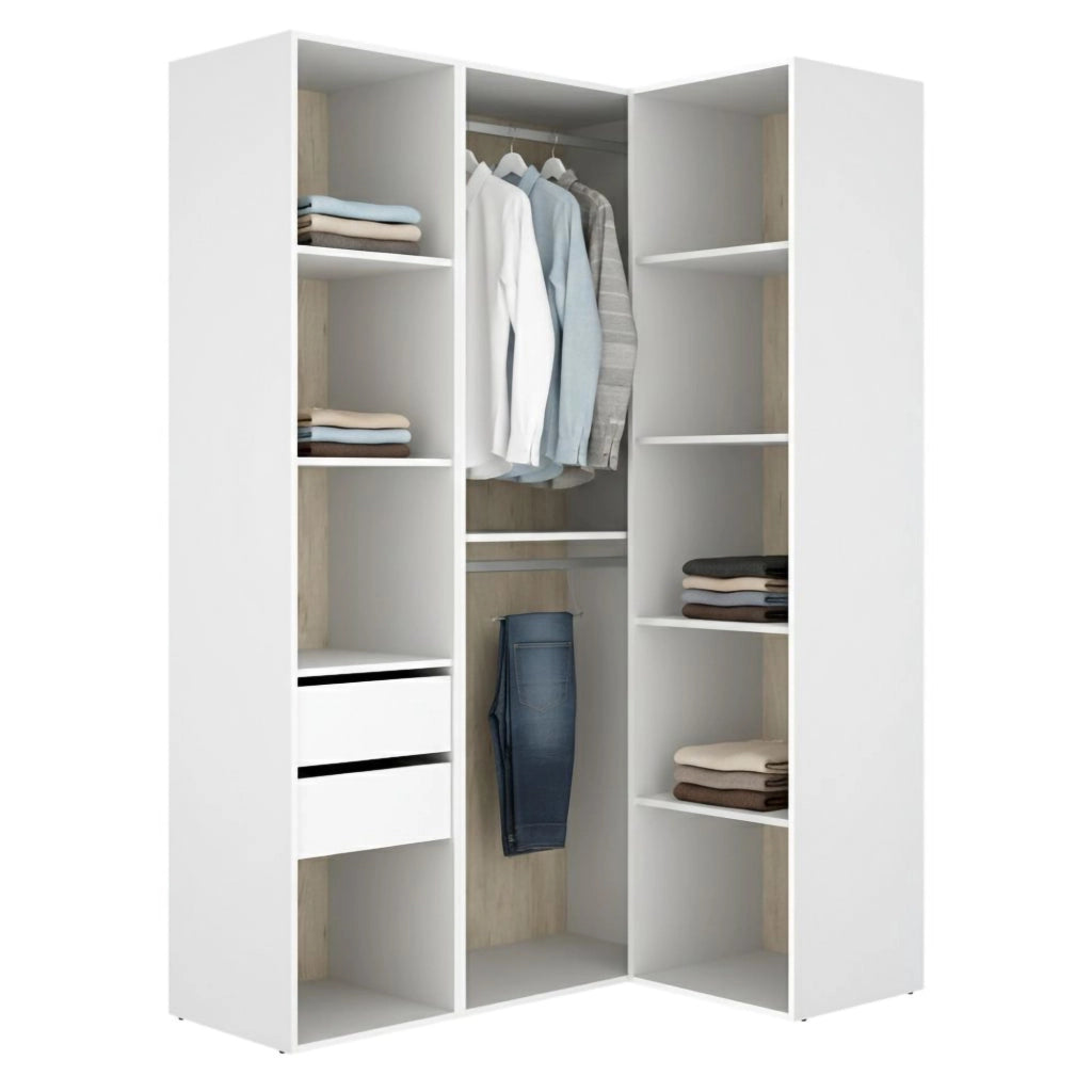 Armadio Camera da Letto Poyner, Guardaroba Grande Modulabile, 85x205h cm Bianco