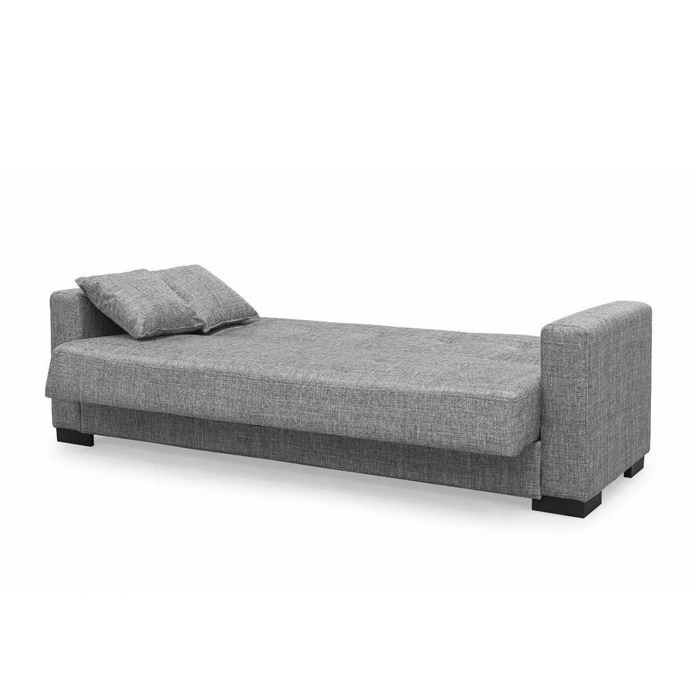 Divano 3 posti funzione letto contenitore NewMalpensa in tessuto grigio 225x88x94h