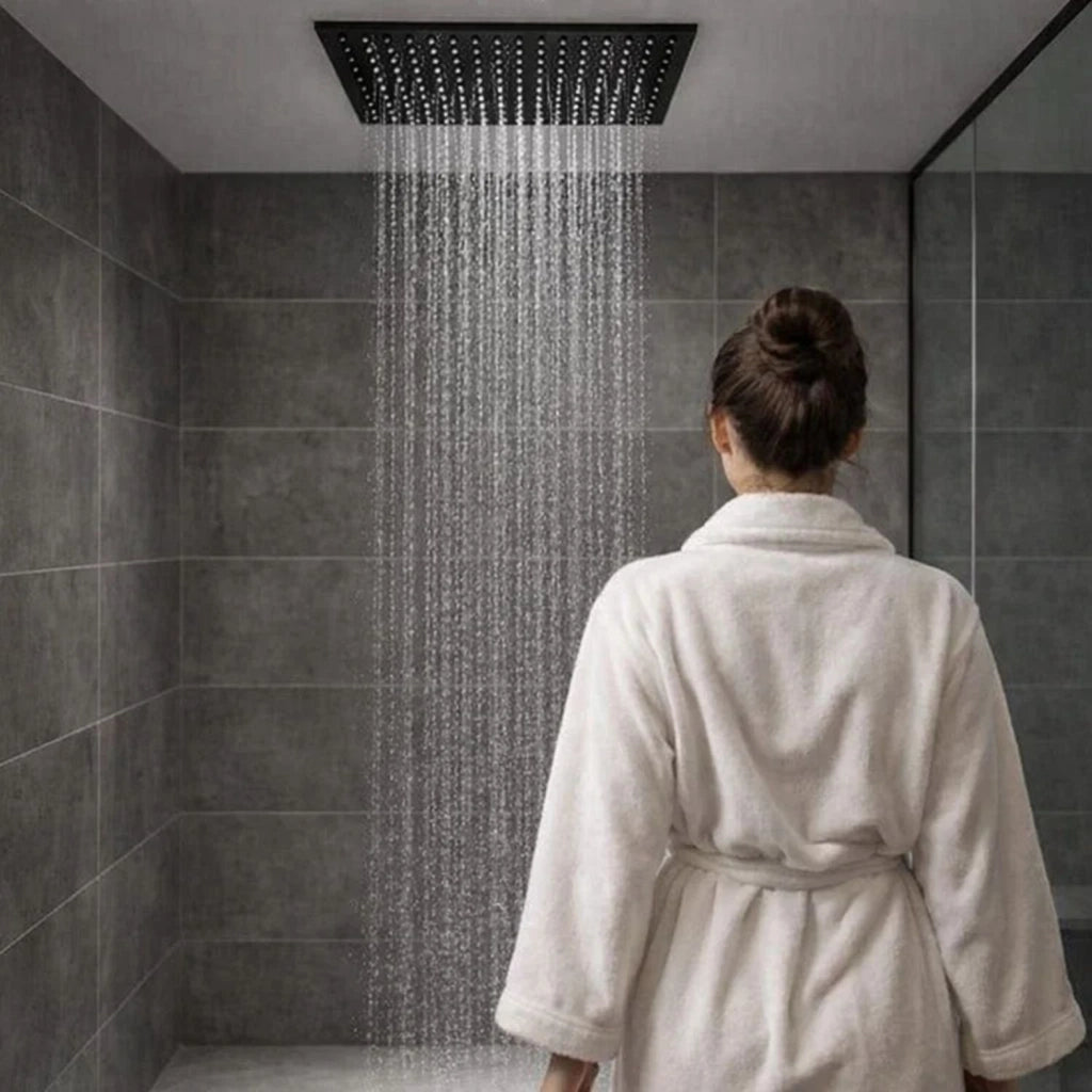 Soffione doccia a soffitto installazione da incasso quadro nero *** confezione 1