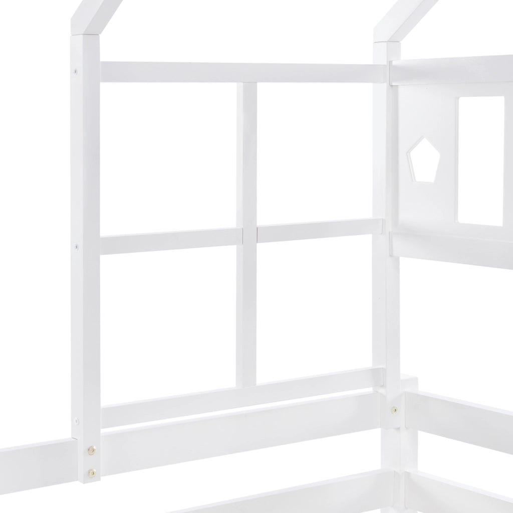 Letto a castello per bambini 207x97x159 cm con scala e cassetto; legno; bianco