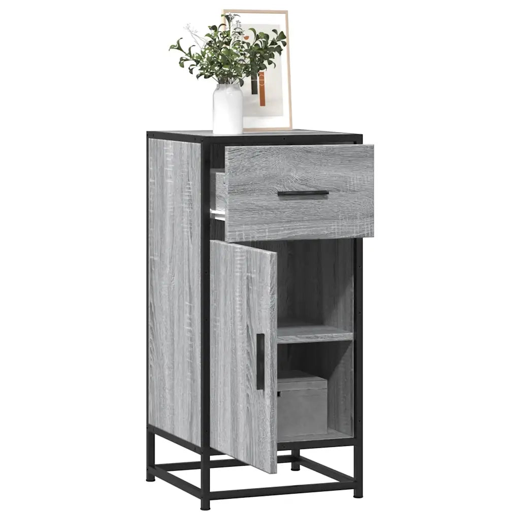 Credenza Grigio Sonoma 35,5x35x76 cm in Truciolato e Metallo 848962