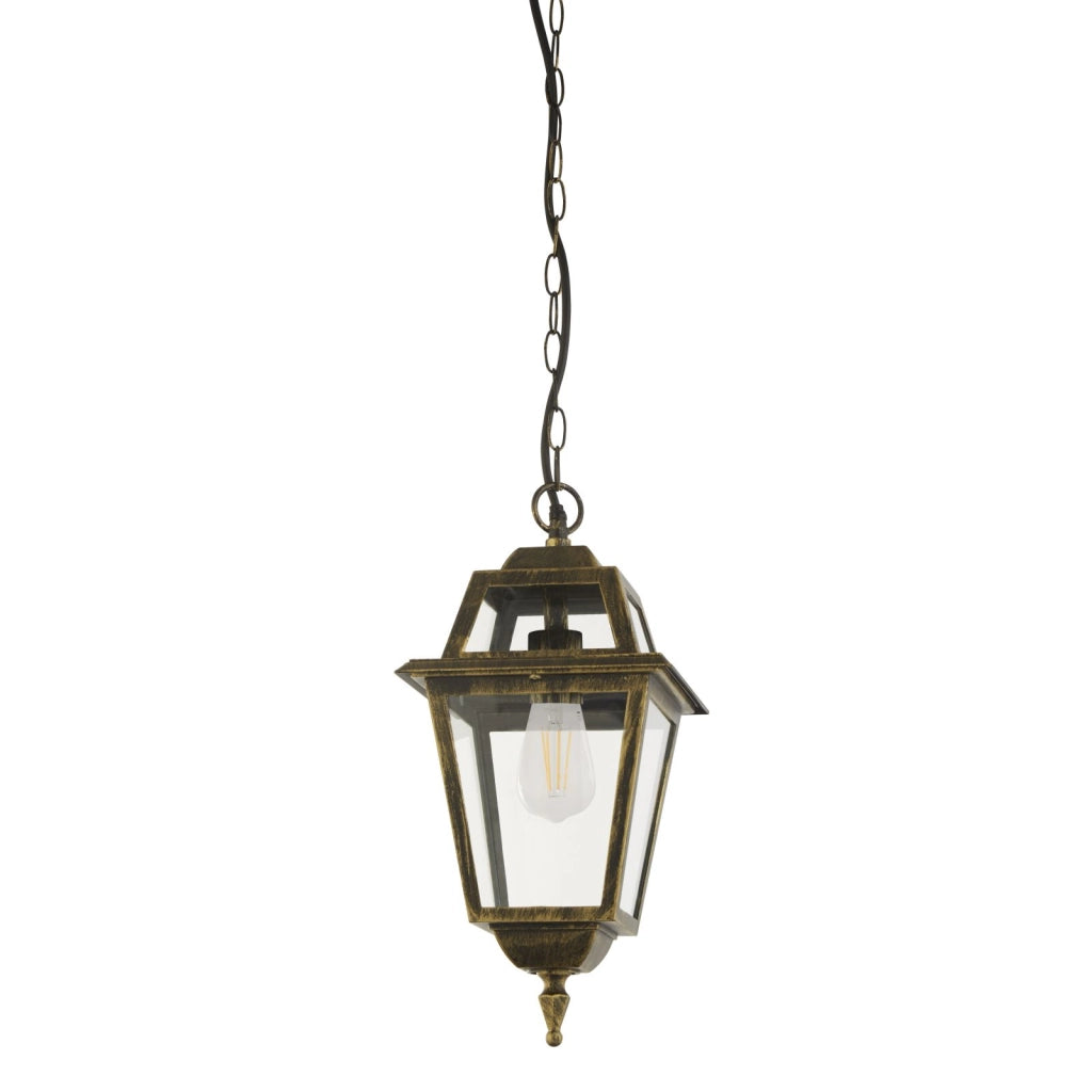 Lanterna pendente New Orleans, oro nero e vetro, IP44