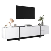 Mobile TV 190x45x35 cm; 3 ante e 2 cassetti; finitura lucida; truciolare bianco e nero