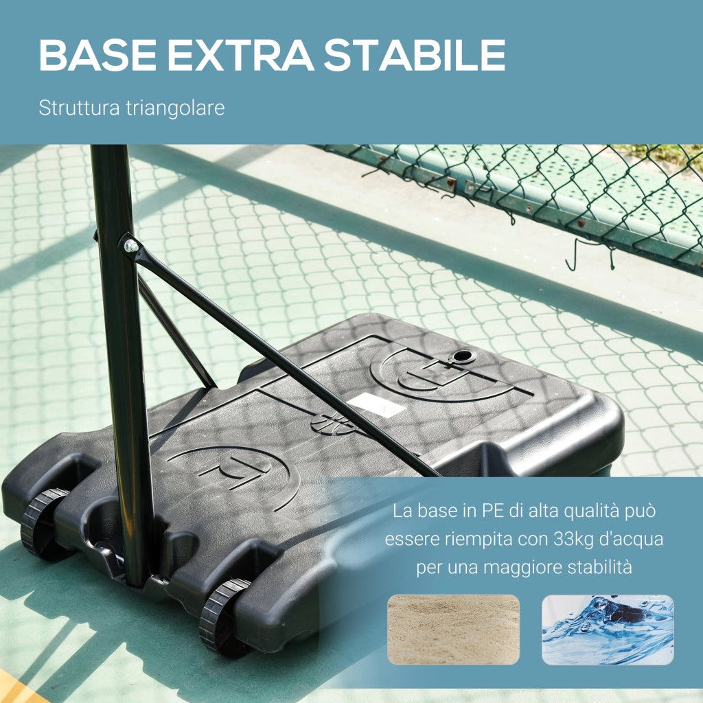 Canestro da Basket Interno Esterno Regolabile ¨C zephmum ¨C Struttura Metallo Base Riempibile 175-215cm