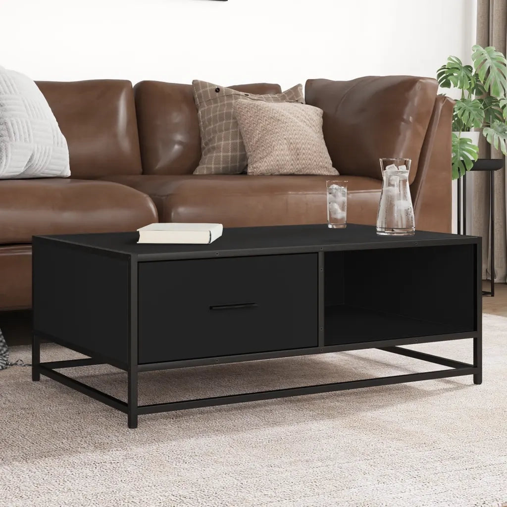 vidaXL Tavolino Salotto Nero 90x57x35 cm in Truciolato e Metallo