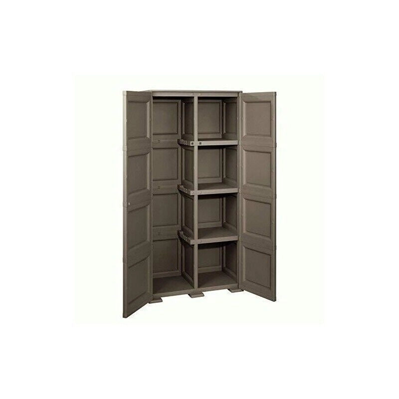 ARMADIO 2 ANTE WENGÉ 79X43X164 CM CON 4 SCOMPARTI E VANO PORTASCOPA – MOBILE ALTO ORGANIZZAZIONE CASA PER INGRESSO E LAVANDERIA