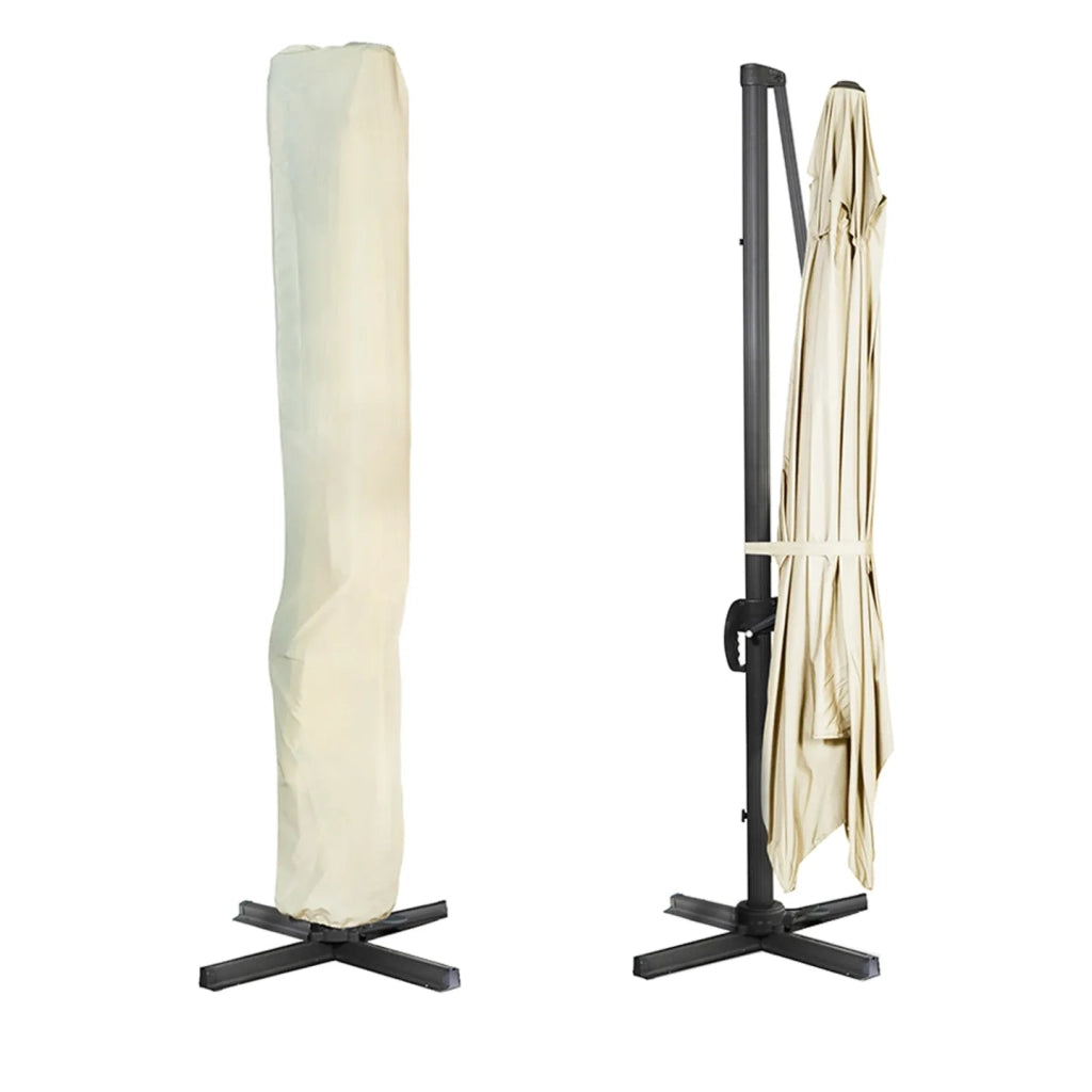 IDMarket - Ombrellone decentrato rotante a 360° CALVI ecru 3x4 M con copertura