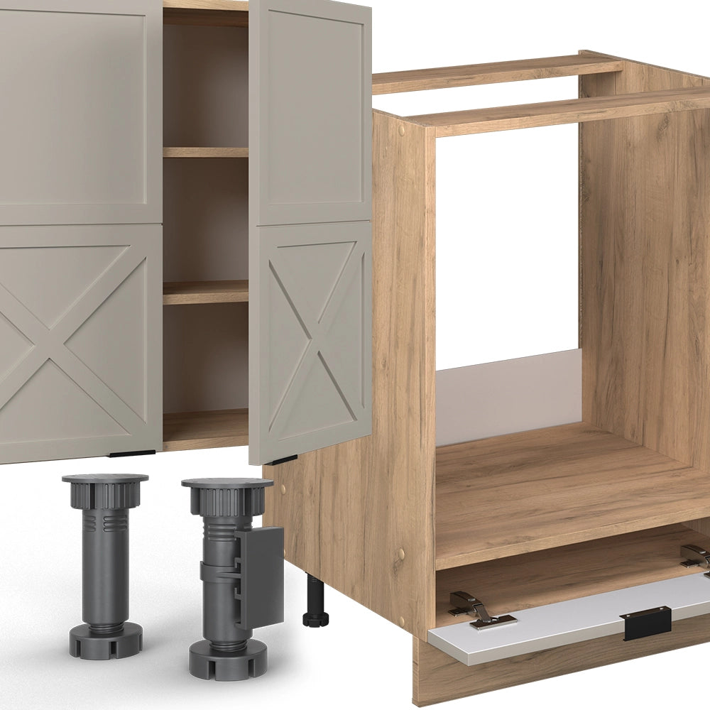 Vicco Cucina componibile Grigio/beige/rovere dorato 300 cm senza piano di lavoro