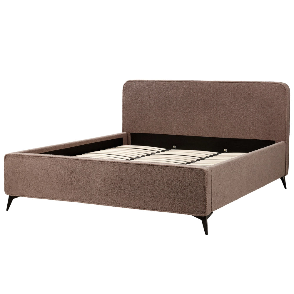 Letto matrimoniale in bouclé con struttura a doghe 180 x 200 cm stile classico camera da letto