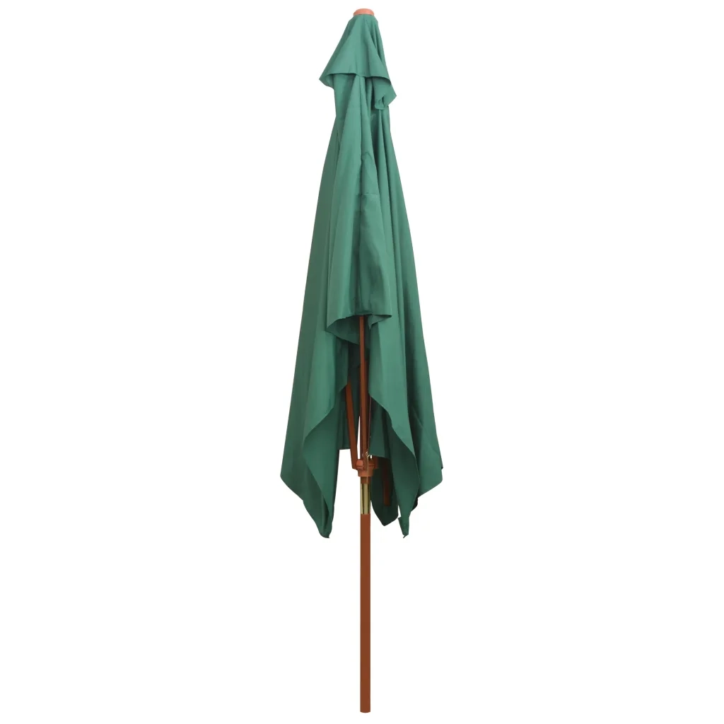 Ombrellone 200x300 cm con Palo in Legno Verde 42959