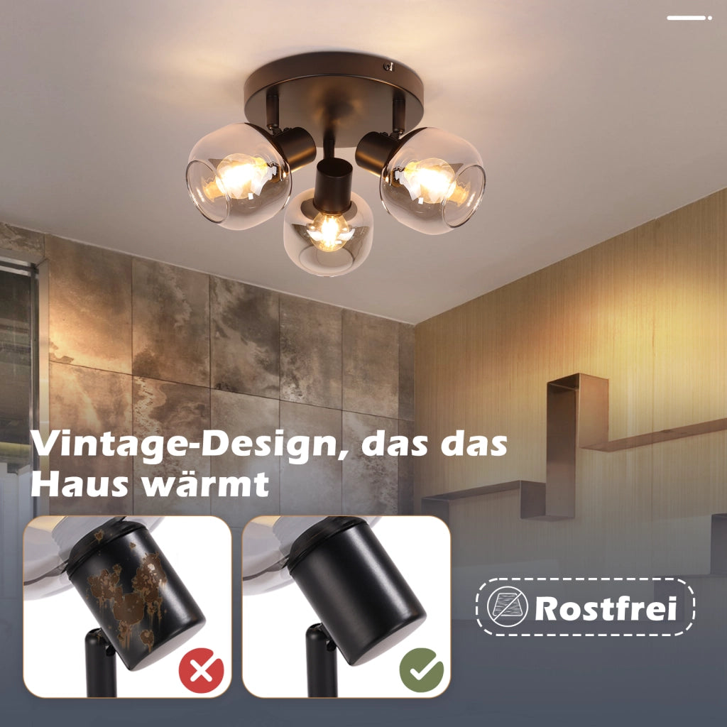 ZMH Faretto da soffitto neri 1 lampada E14 vetro fumé orientabili
