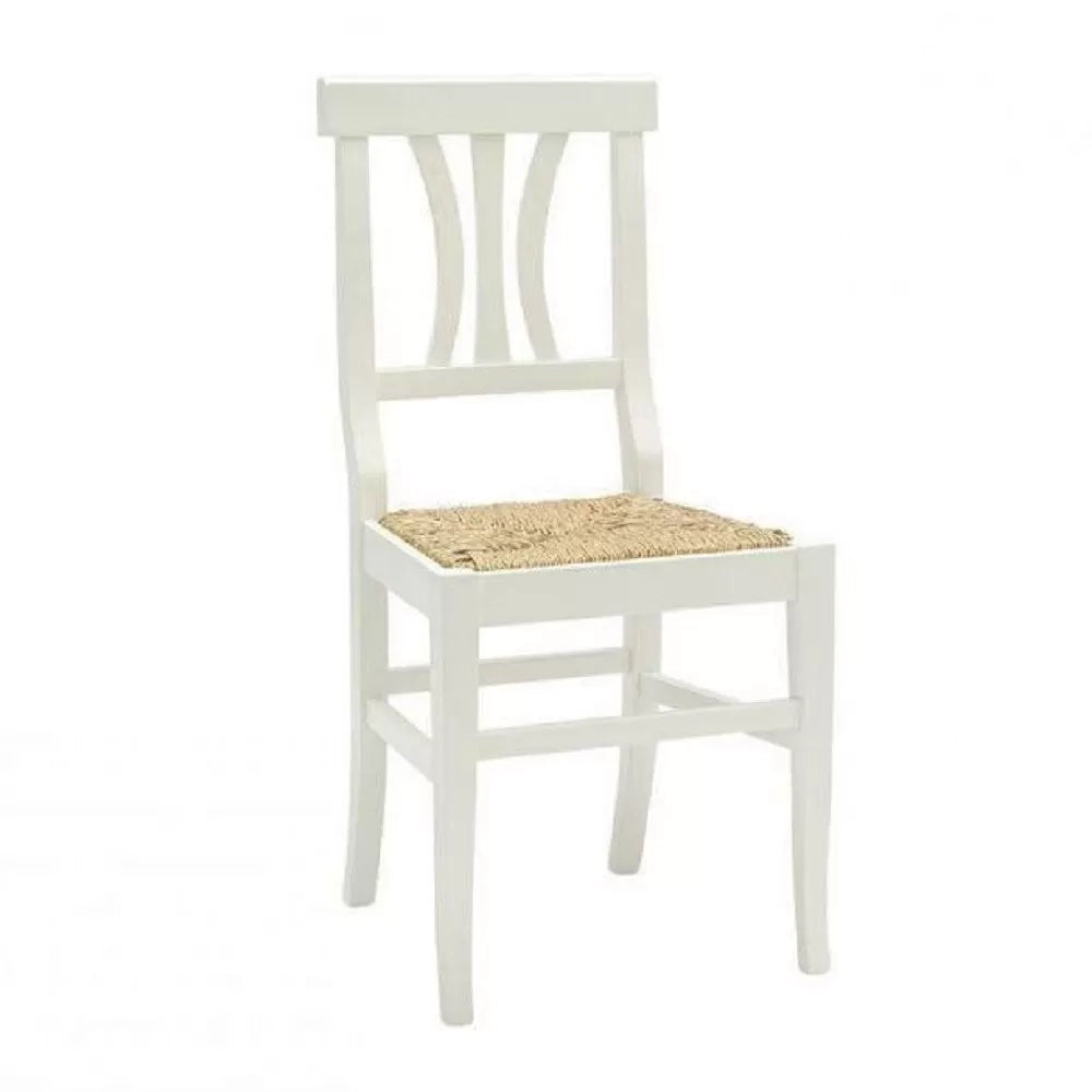 Set 2 sedie legno seduta paglia bianco shabby chic - Mobili 2G