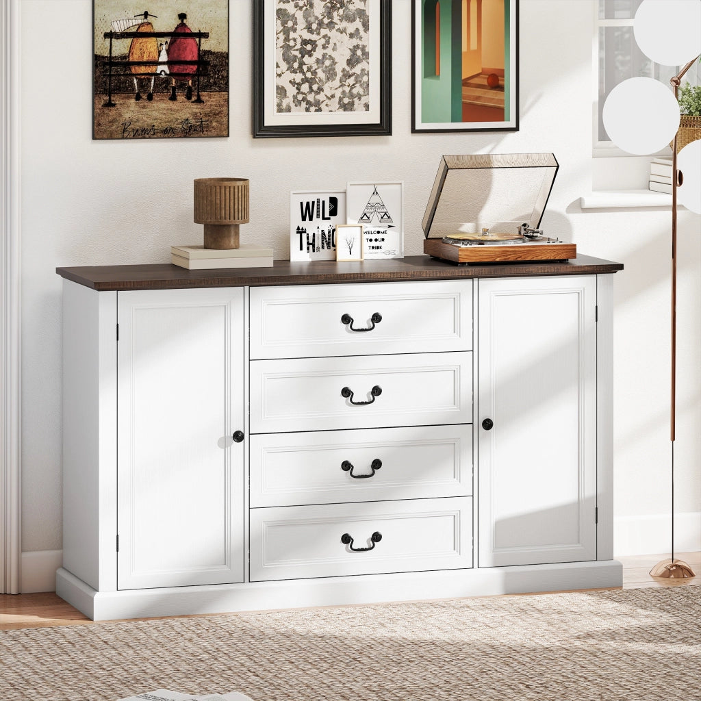 Credenza da Cucina Bianca con Cassetti ¨C Zephmum ¨C 147x40x87
