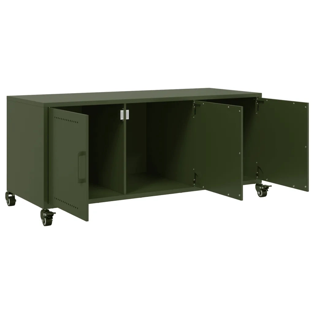 Mobile TV | Armadietto TV | Mobile Porta TV Verde Oliva 100,5x39x43,5cm Acciaio Laminato a Freddo