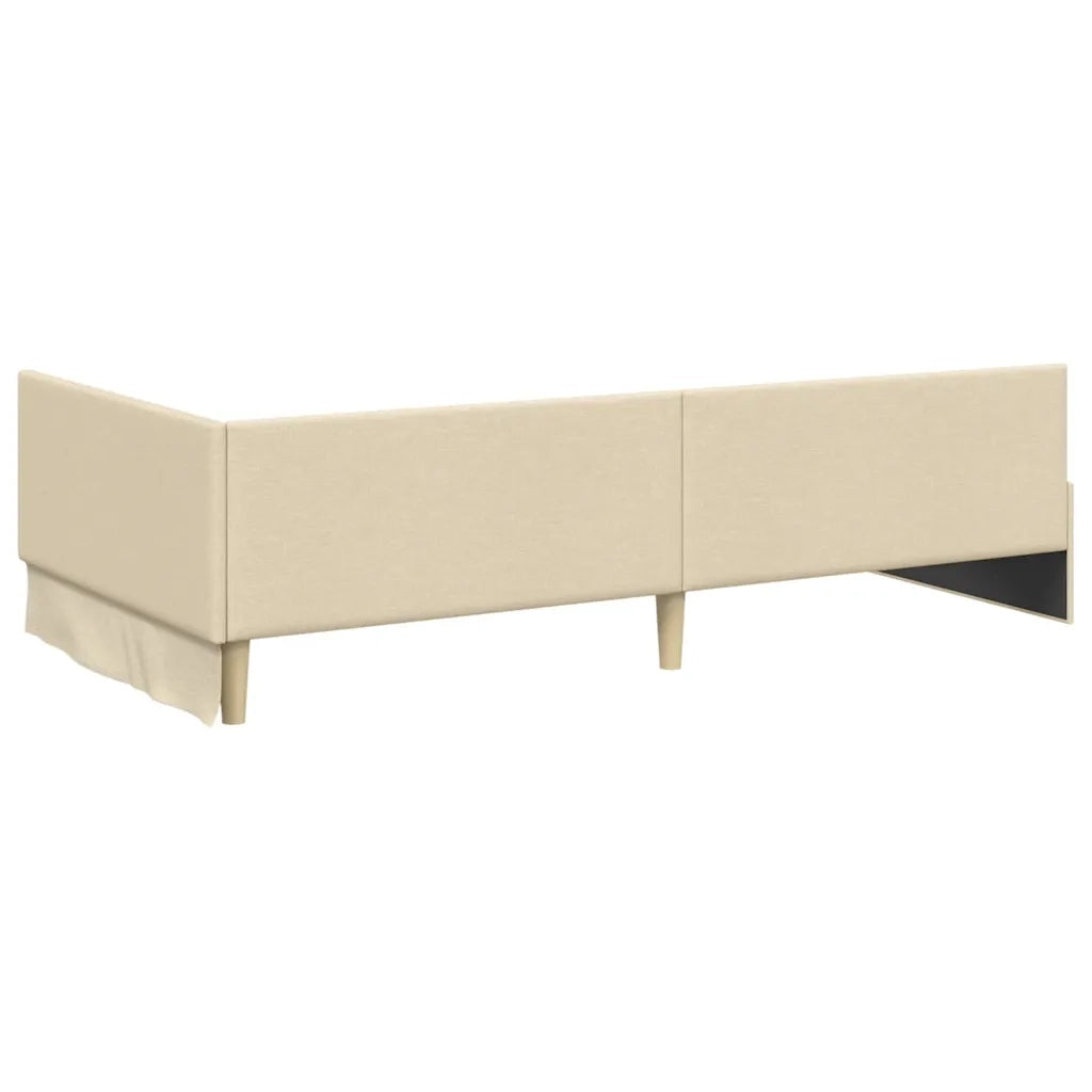 Cornice del letto ad angolo Crema 90 cm x 200 cm Tessuto