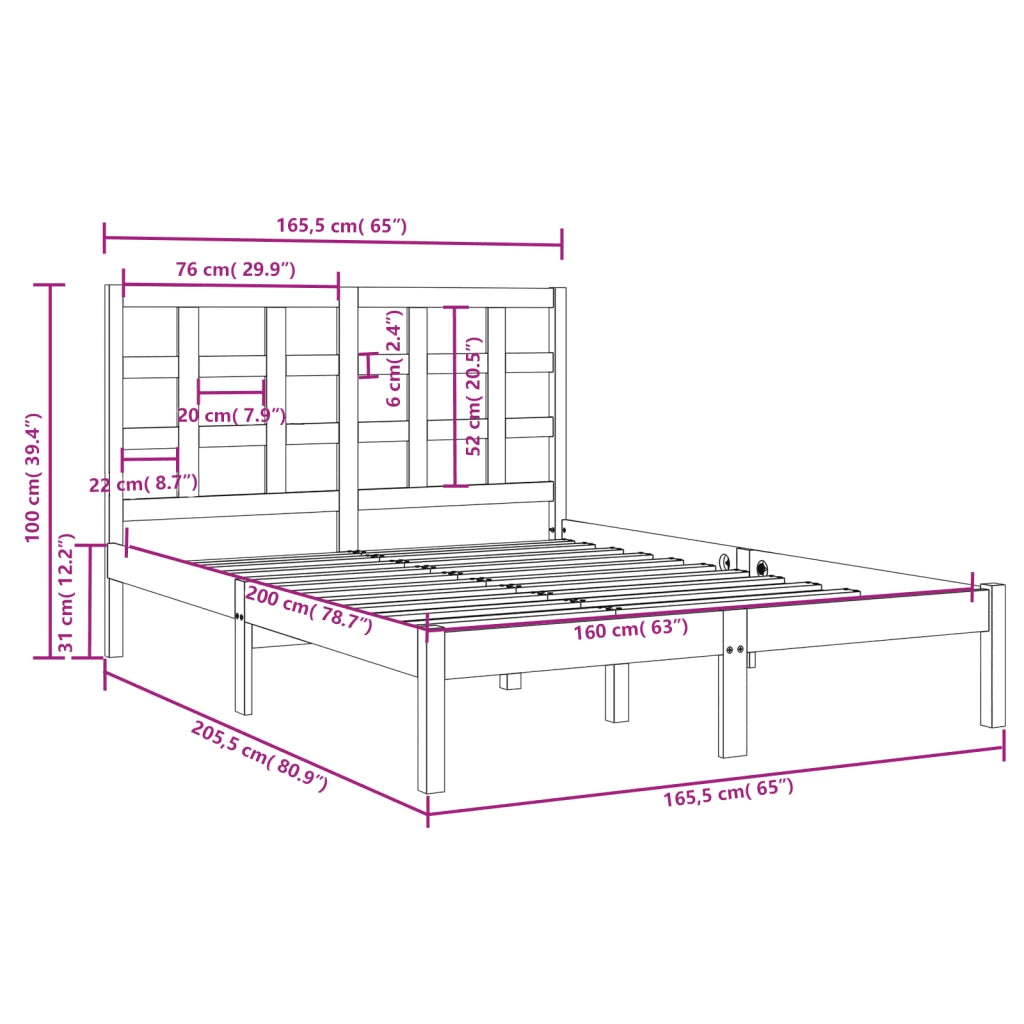 Giroletto-Struttura Letto in Legno Massello 160x200 cm 322818