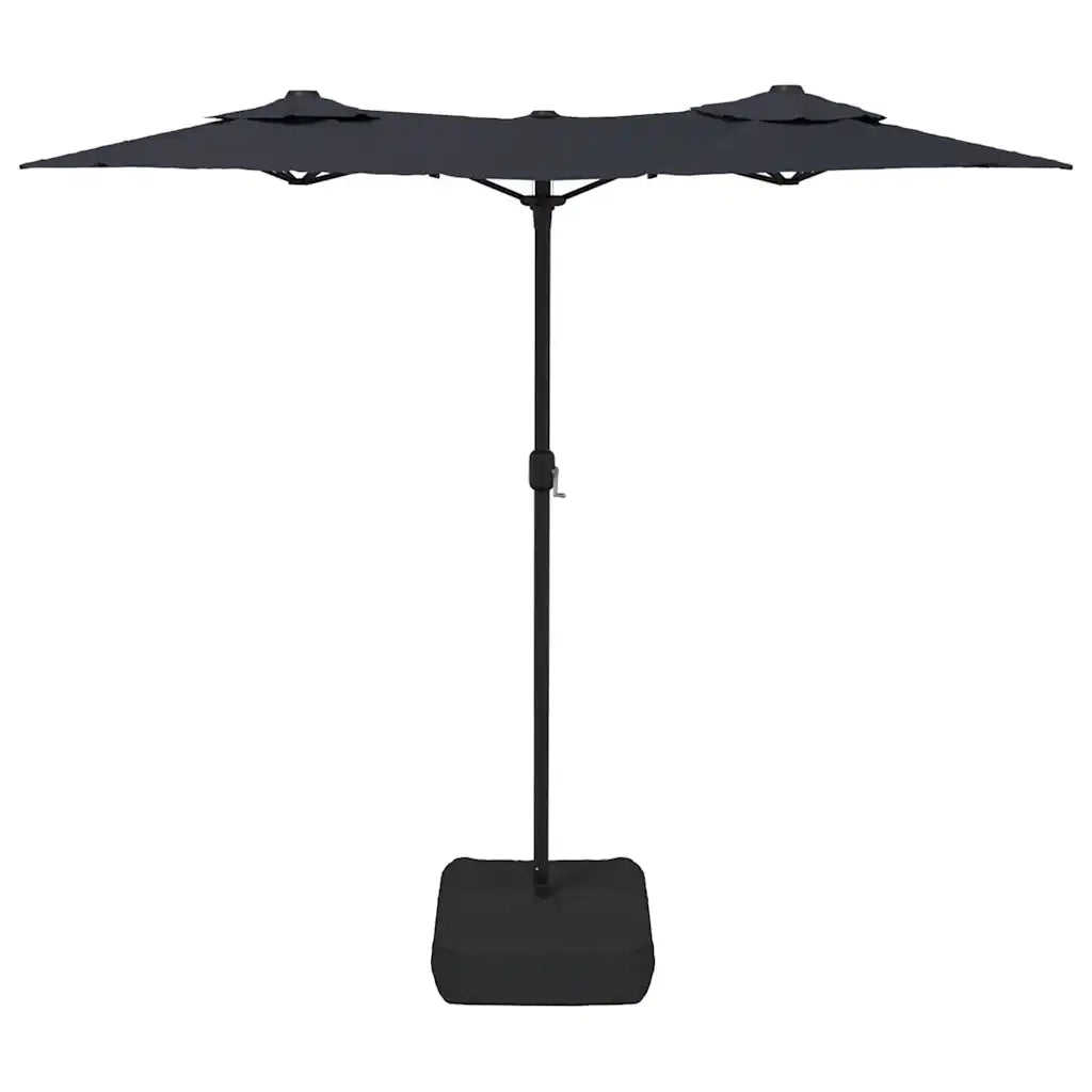 Ombrellone a Doppia Testa con LED Nero 316x145 cm 362975