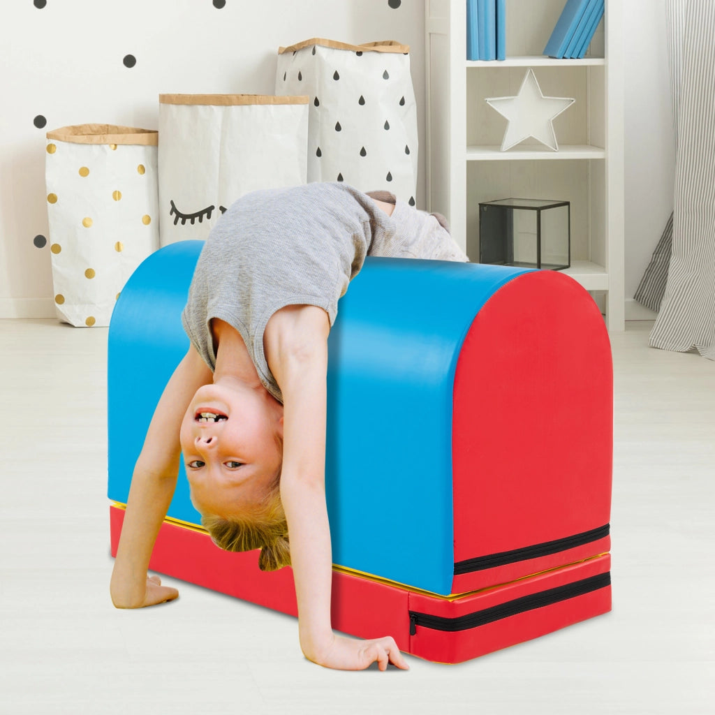 Appetino per capriole mailbox scatola ginnastica ecopelle tappetino rimovibile maniglia casa palestra-Attrezzo sicuro e resistente per bambini Blu