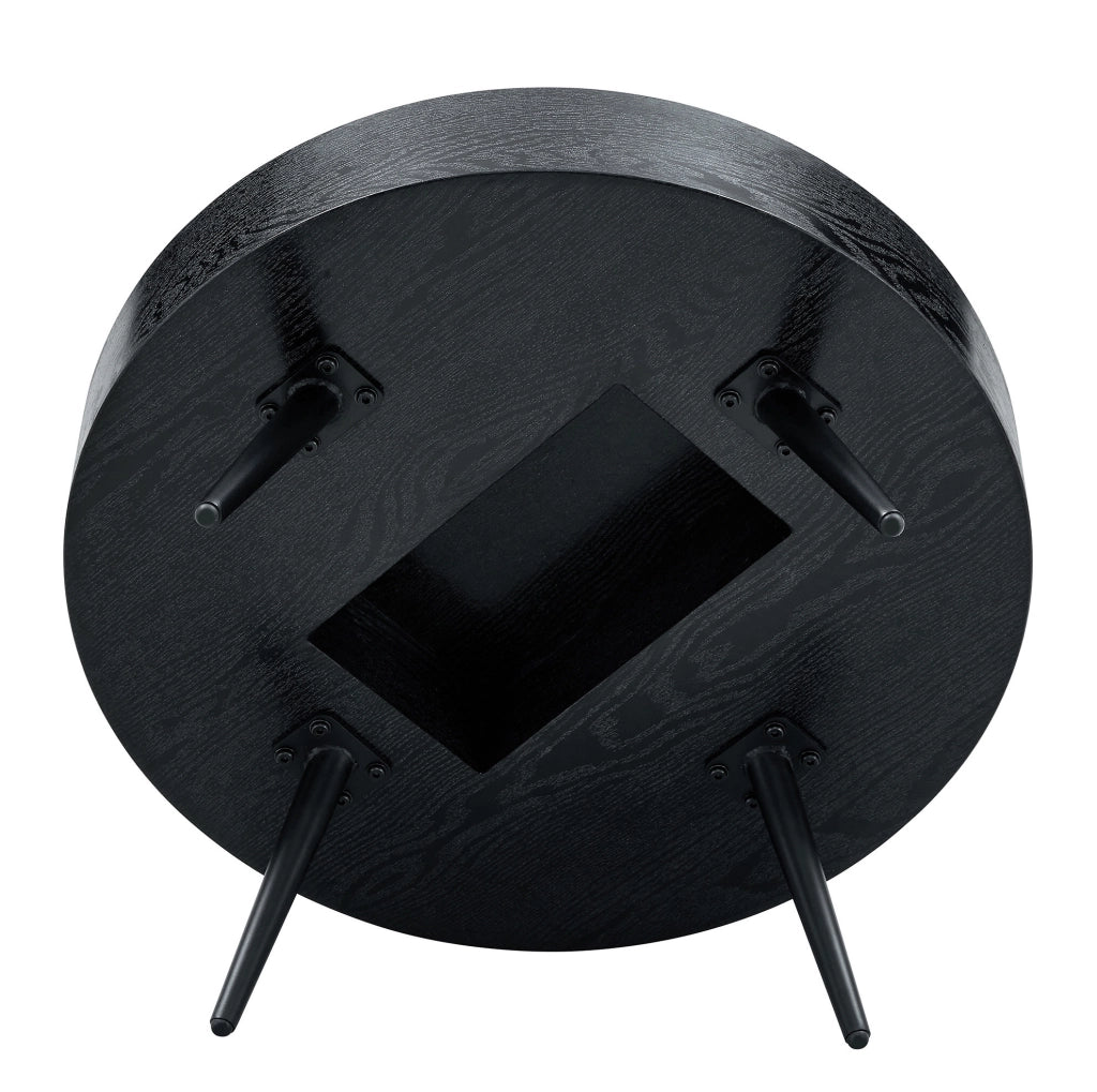 Tavolino da caffè rotondo nero Ø70 cm in MDF e metallo