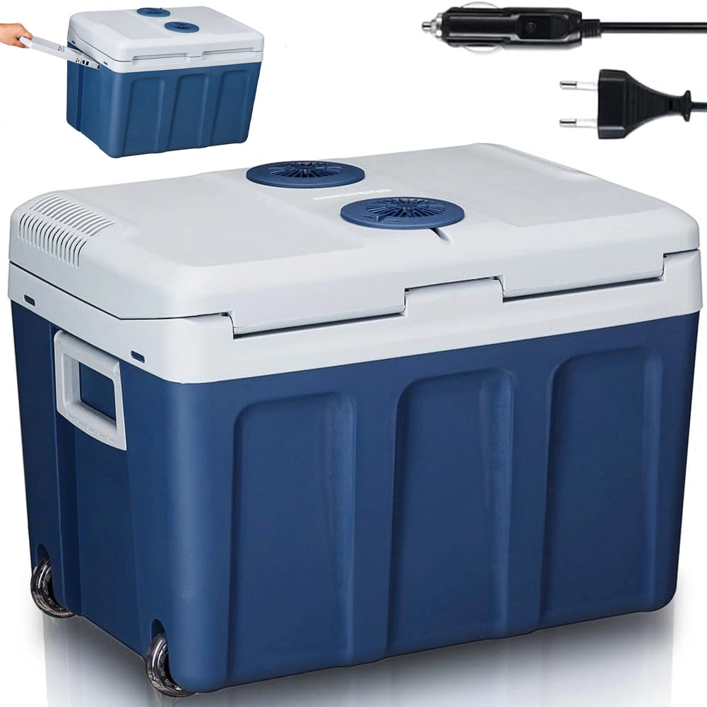 Frigorifero Elettrico Portatile 40LT Caldo Freddo 12V 230V con Ruote e Maniglia Blu
