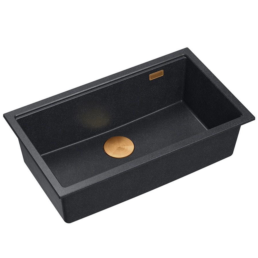 Lavello In Granito Logan 110 Black Metallic Tappo acciaio