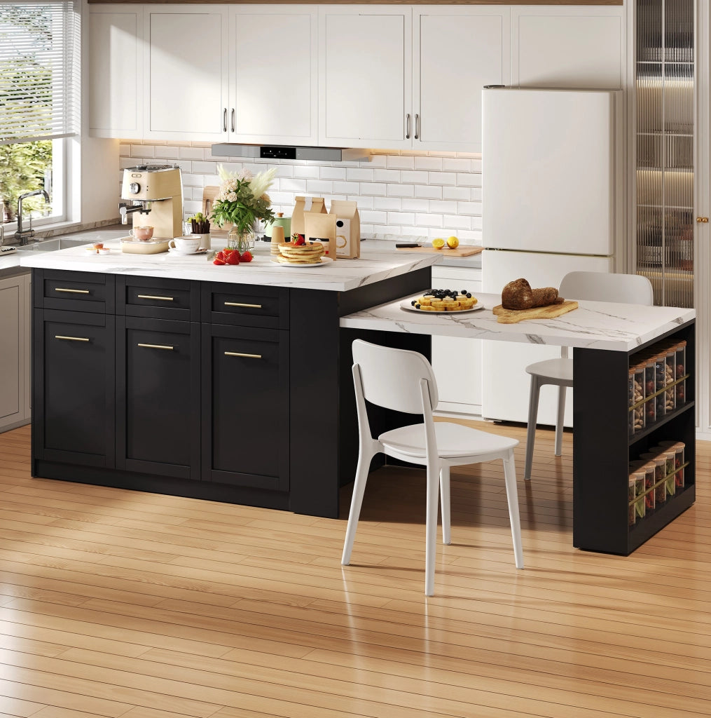 Isola cucina con tavolo estraibile e contenitore 150x90 cm