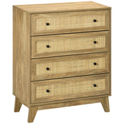 Cassettiera 4 Cassetti ¨C Xylo ¨C Legno Naturale Frontale Rattan 80x35x95cm
