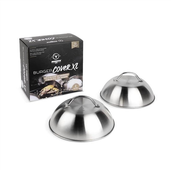 Set di copertura per burger XL da 2 pezzi - Drenaggio per cheeseburger - Copertura e frittura per griglia e teppanyaki
