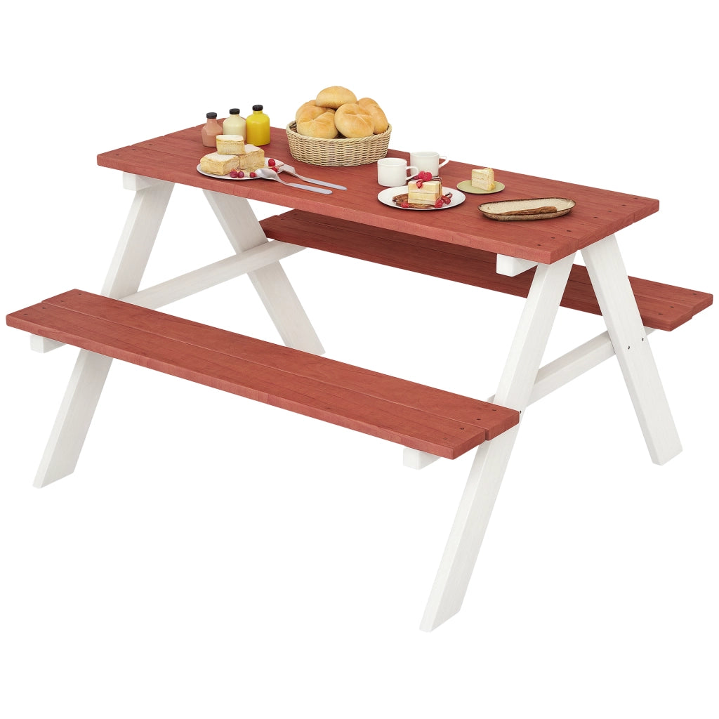 Set Tavolo da Picnic per Bambini 3-8 Anni con Panche in Legno, 89x79x50 cm, Marrone