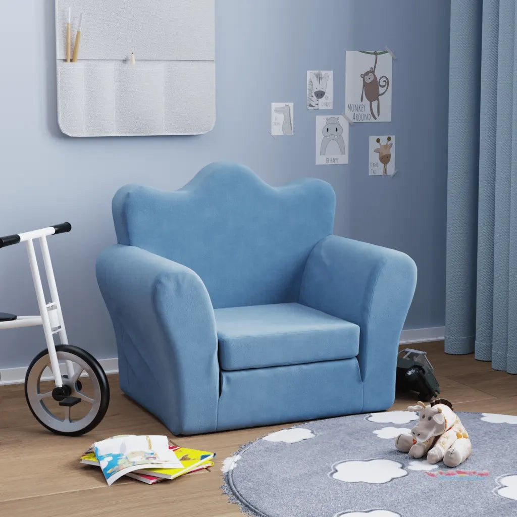 Divano Letto per Bambini-Sofa Letto-Daybed-Divanetto Blu in Morbido Peluche 231224