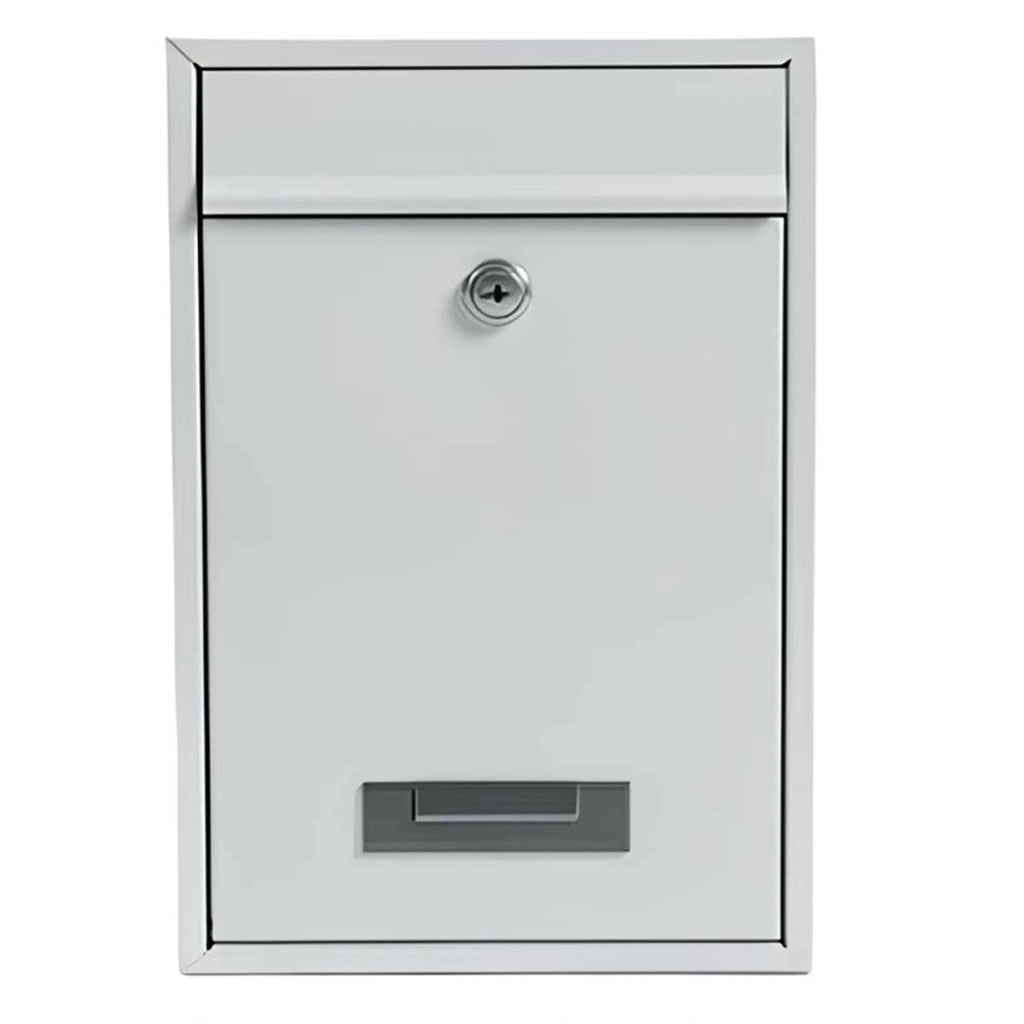 Cassetta delle lettere murale compatta in metallo con serratura a chiave 32x22x8,5 cm Bianco Avizar