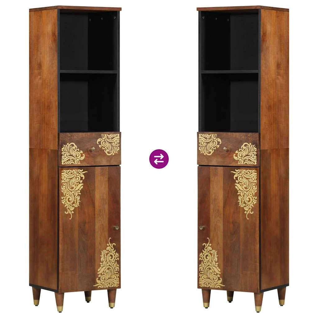 Credenza moderna rettangolare con contenitore e anta a filo 38 x 33 x 160 cm in legno di mango color miele 02_0057879