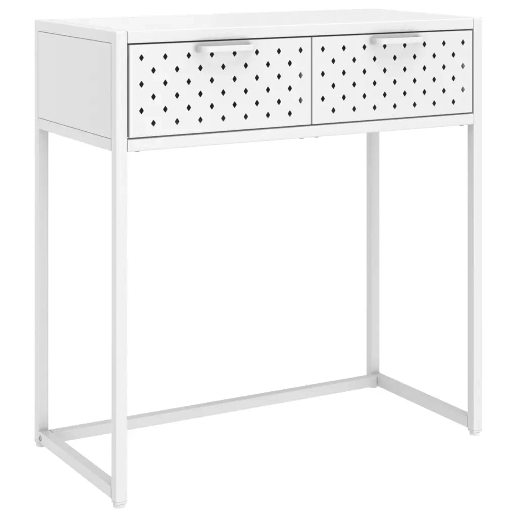 Tavolo Consolle Bianco 72x35x75 cm in Acciaio 335890