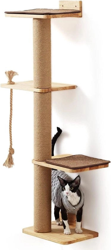 Polo da Gatto in Legno con Materiale in Gomma per Gatti Grandi con Letto per Gatti Alto 50 cm