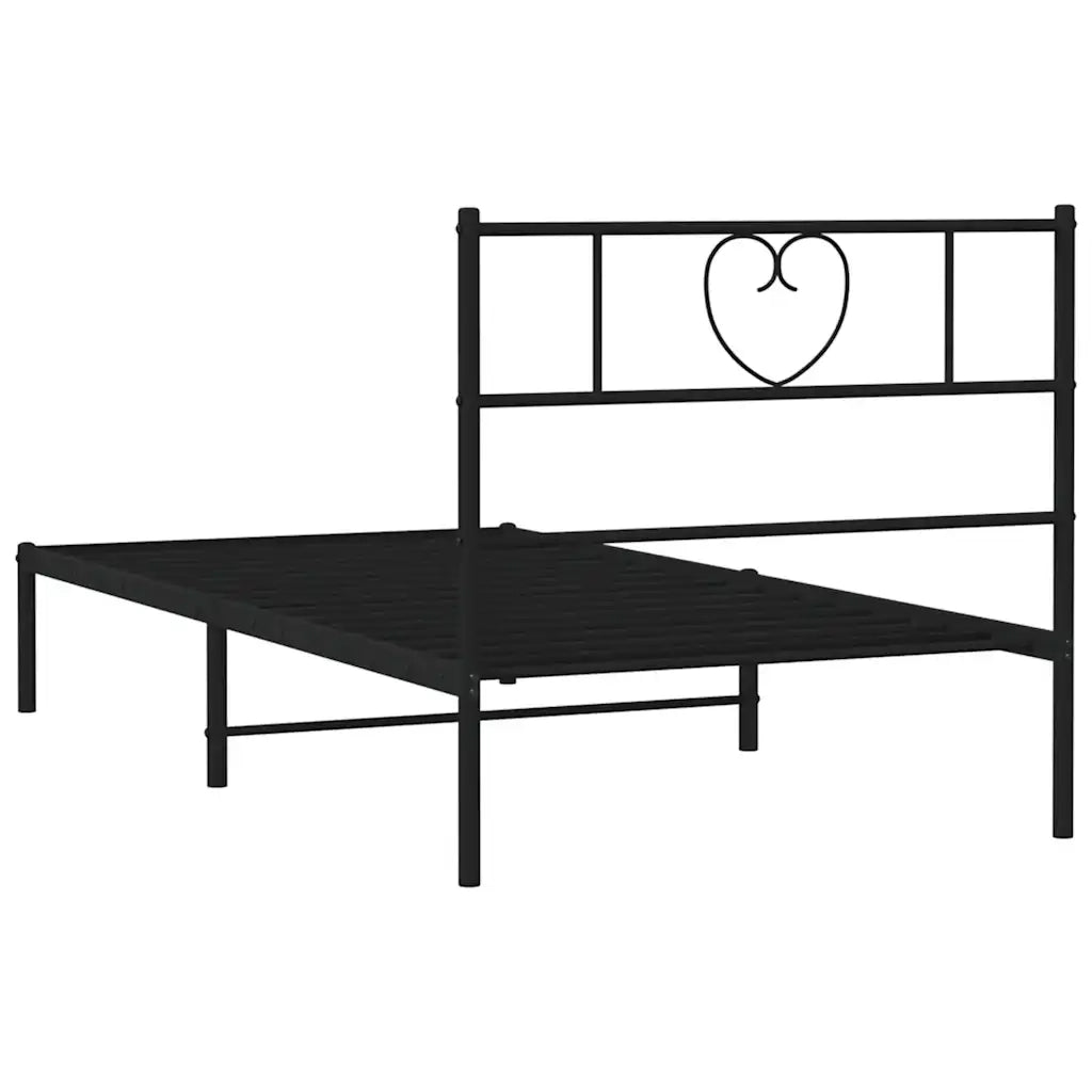 Giroletto con Testiera-Struttura Letto con testiera in Metallo Nero 100x190 cm 525518