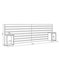 Testiera e Comodini, 214x70x3cm, Letto 135,140,150,160cm, Pannelli, Bianco RF3567