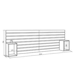 Testiera e Comodini, 214x70x3cm, Letto 135,140,150,160cm, Pannelli, Bianco RF3567