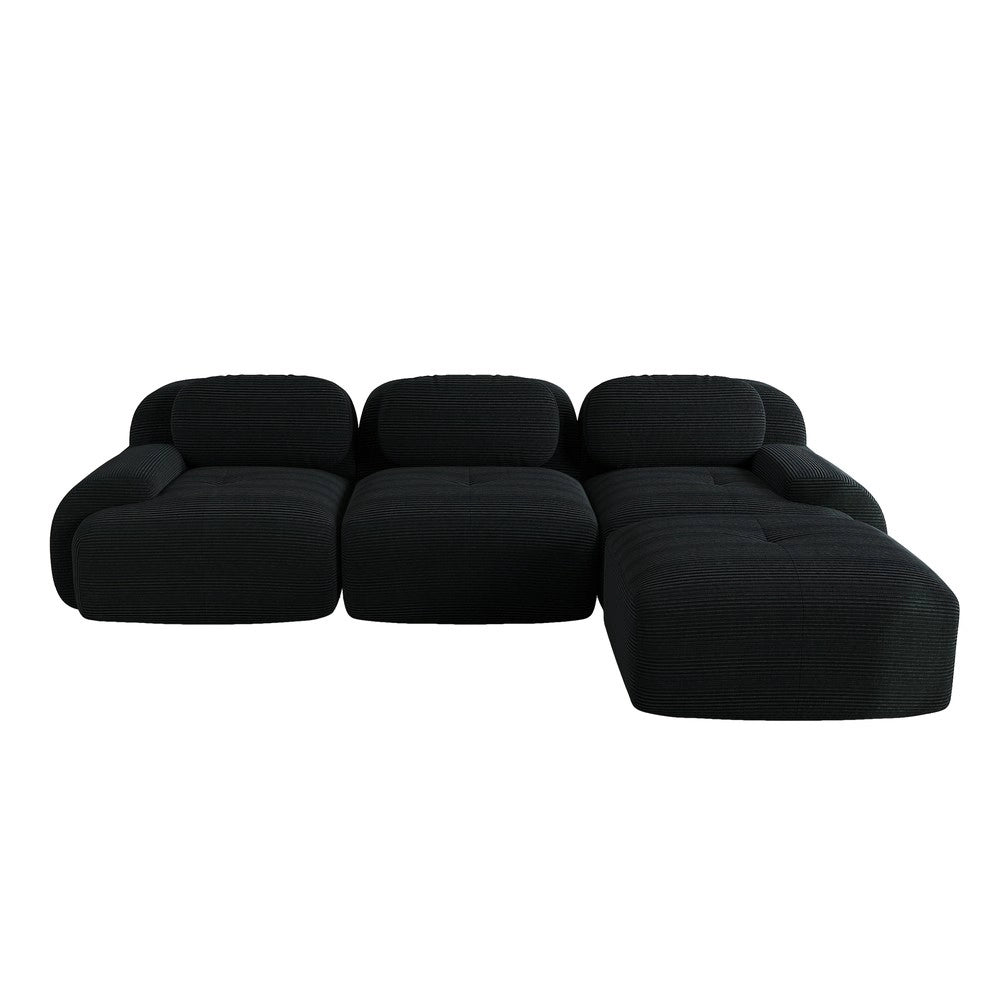 Divano angolare imbottito ¨C Minimal ¨C corda nero braccioli larghi 3 posti