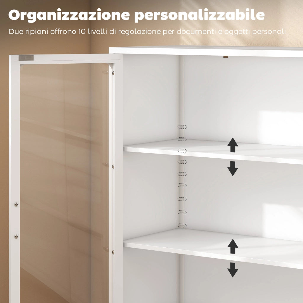 Scrivania con cassetti e scaffale ¨C zephmum ¨C Bianco, Acciaio, 80x40x110 cm
