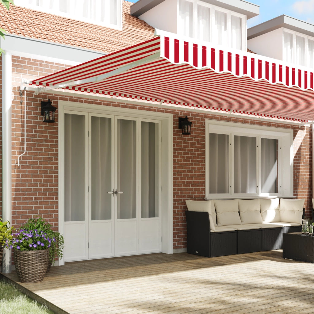 Tenda Retrattile Automatica Rossa e Bianca a Righe 600x350 cm
