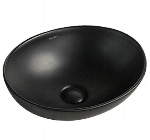 LAVABO DA APPOGGIO IN CERAMICA NERA OPACA 41x33 cm DA LOFT  POSIZIONARE SU PIANO OVAL